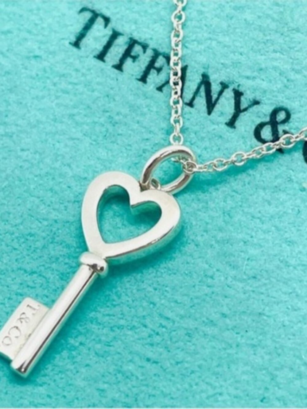 Tiffany & Co. Sterling Silver Mini Heart Key Pendant Necklace, EUC - Picture 6 of 8
